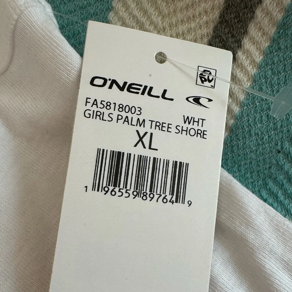 O’Neill Palm Tree Shore Graphic Tank White Girls XL NWT